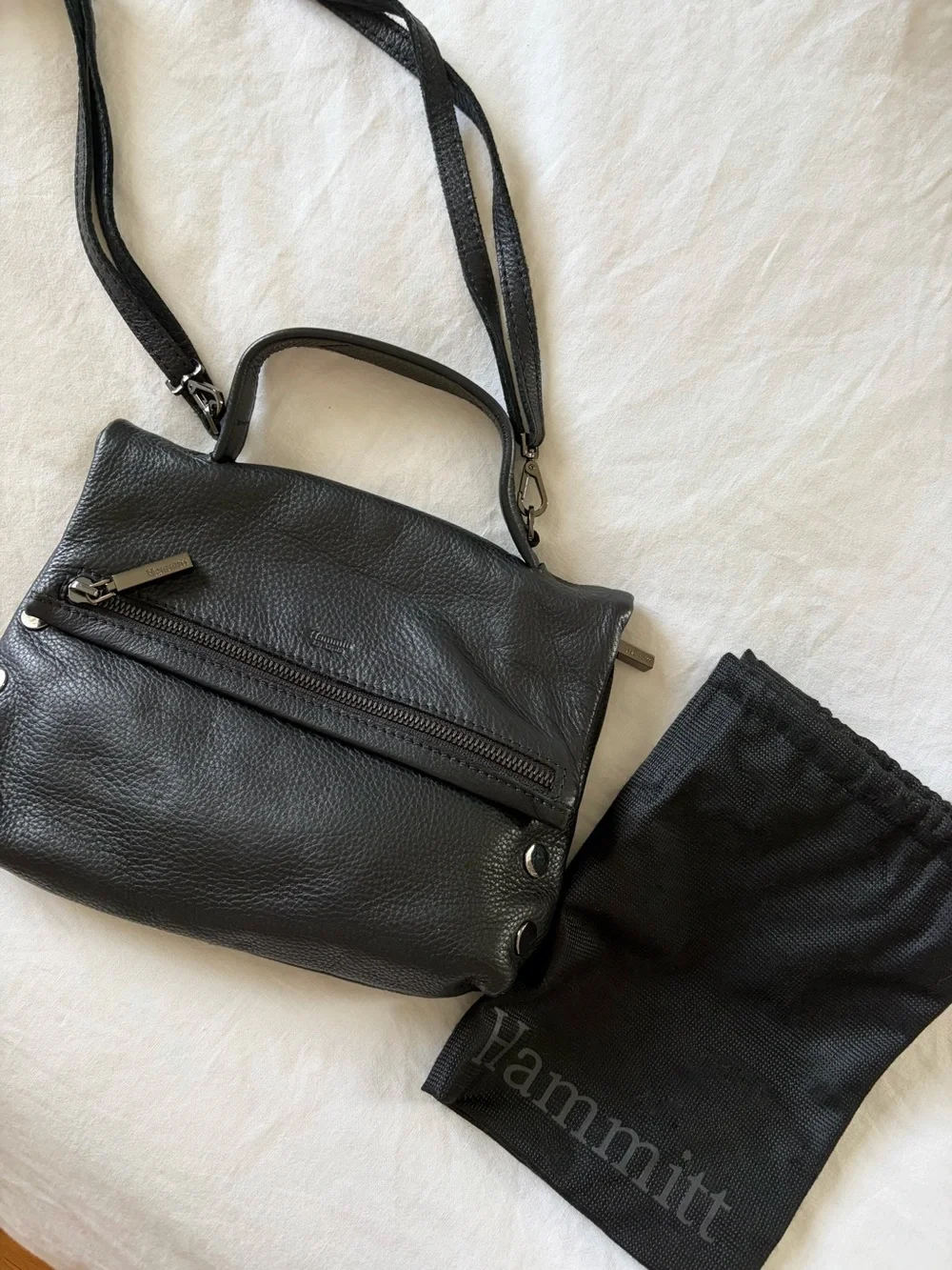 HAMMIT VIP Leather bag with gunmetal hardware (Backpack, crossbody, shoulder)